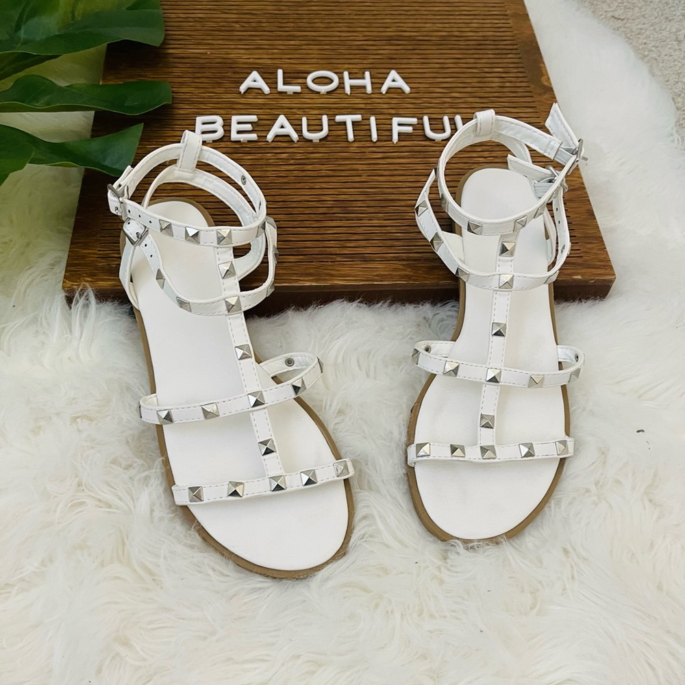 Wild Diva White and Silver Studded Sandals